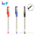 Clear 0.7mm plastic gel pen student with soft grip black /red/blue ink